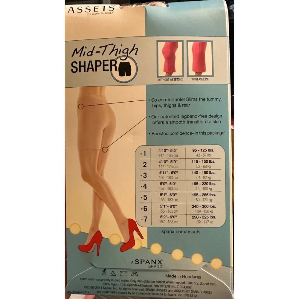Assets By Sara Blakely Mid-Thigh Shaper Size 5 Beige Tummy & Thigh Control Smoot